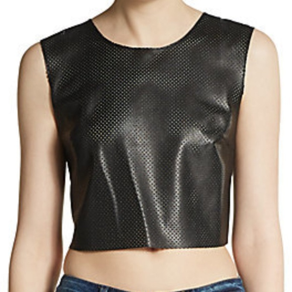 Bailey 44 Kwaito Perforated faux-leather crop top
